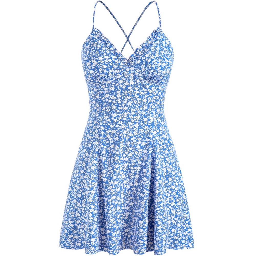 Floral Lace up Backless Minidress NWT